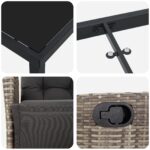 vidaXL 5-dielny záhradný jedálenský set šedý poly ratan – Obrázok 9