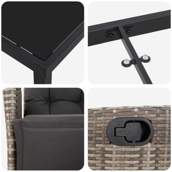 vidaXL 5-dielna záhradná jedálenská súprava sivý poly ratan – Obrázok 9