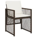 vidaXL 5-dielna sada záhradného jedálenského setu s vankúšmi Hnedá Poly Rattan, vidaXL Záhradný stôl Čierny 160x80x73 cm Temperované sklo – Obrázok 6