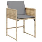 vidaXL 5-dielny záhradný jedálenský set s vankúšmi béžový polyratan, vidaXL záhradný stôl čierny 80x80x73 cm s temperovaným sklom – Obrázok 5