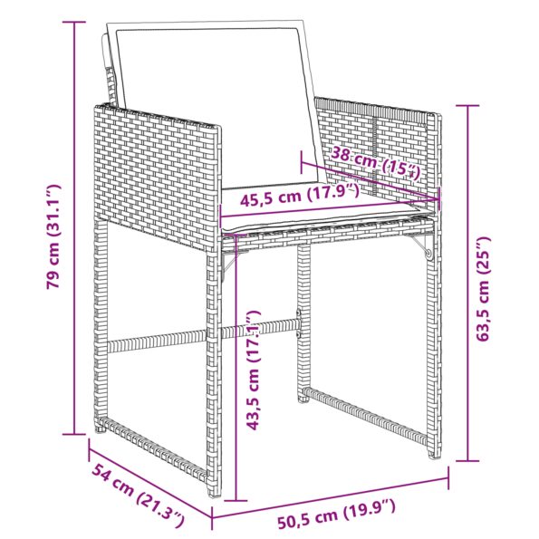 3380737_9.jpg vidaXL 5-dielny záhradný jedálenský set s vankúšmi béžový polyratan, vidaXL záhradný stôl čierny 80x80x73 cm s temperovaným sklom – Obrázok 9