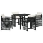vidaXL 5-dielny záhradný jedálenský set s vankúšmi čierny polyratan – Obrázok 2