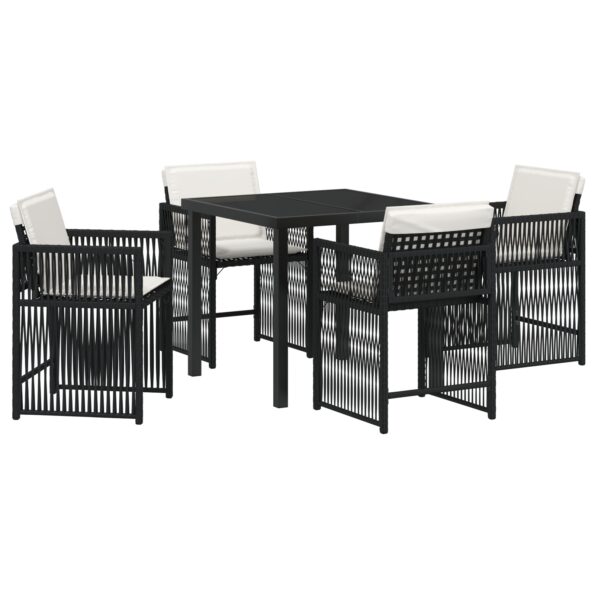 vidaXL 5-dielny záhradný jedálenský set s vankúšmi čierny polyratan – Obrázok 2