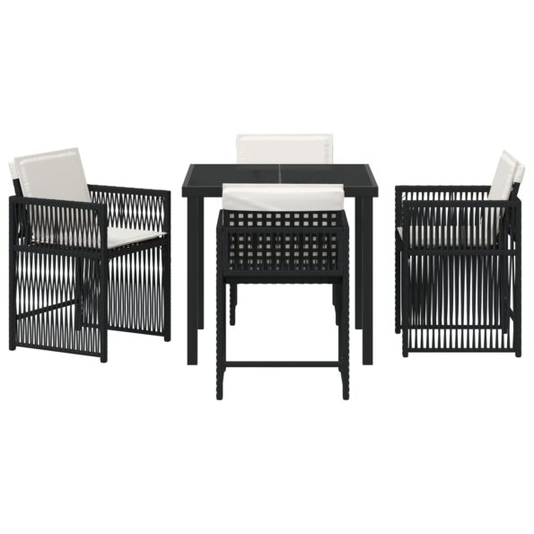 vidaXL 5-dielny záhradný jedálenský set s vankúšmi čierny polyratan – Obrázok 7