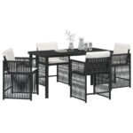 vidaXL 5-dielny záhradný jedálenský set s vankúšmi čierny polyratan – Obrázok 3