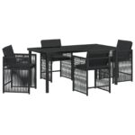 vidaXL 5-dielny záhradný jedálenský set s vankúšmi čierny polyratan – Obrázok 2