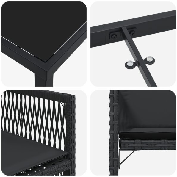 3380775_9.jpg vidaXL 5-dielny záhradný jedálenský set s vankúšmi čierny polyratan – Obrázok 9