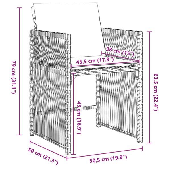 3380778_10.jpg vidaXL 5-dielny záhradný jedálenský set s vankúšmi sivý polyratan – Obrázok 10
