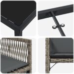 vidaXL 5-dielny záhradný jedálenský set s vankúšmi Sivý Poly ratan – Obrázok 9