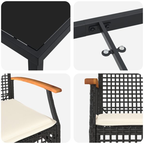 vidaXL 7-dielna sada záhradného jedálenského setu s vankúšmi Sivý Polyratan – Obrázok 9