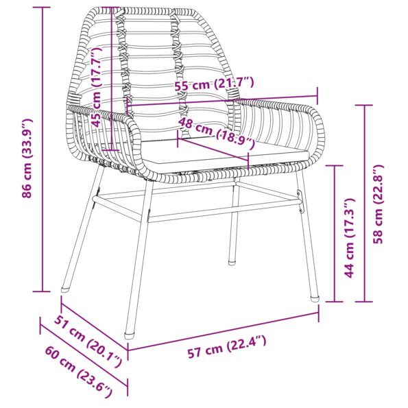 3380857_10.jpg vidaXL Záhradný jedálenský set s 5 kusmi s vankúšmi čierny poly ratan – Obrázok 10