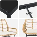 vidaXL 3-dielna záhradná jedálenská sada s polstrovaním Hnedý Polyratan – Obrázok 9