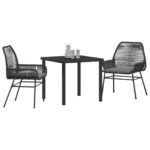 vidaXL Sada Záhradného Jedálenského Nábytku so Vankúšmi Čierna Polyratan – Obrázok 3