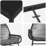 vidaXL Sada Záhradného Jedálenského Nábytku so Vankúšmi Čierna Polyratan – Obrázok 9