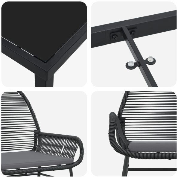 vidaXL Sada Záhradného Jedálenského Nábytku so Vankúšmi Čierna Polyratan – Obrázok 9