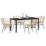 vidaXL 5-dielna súprava záhradného stolovania Hnedá Poly Ratan – Obrázok 3