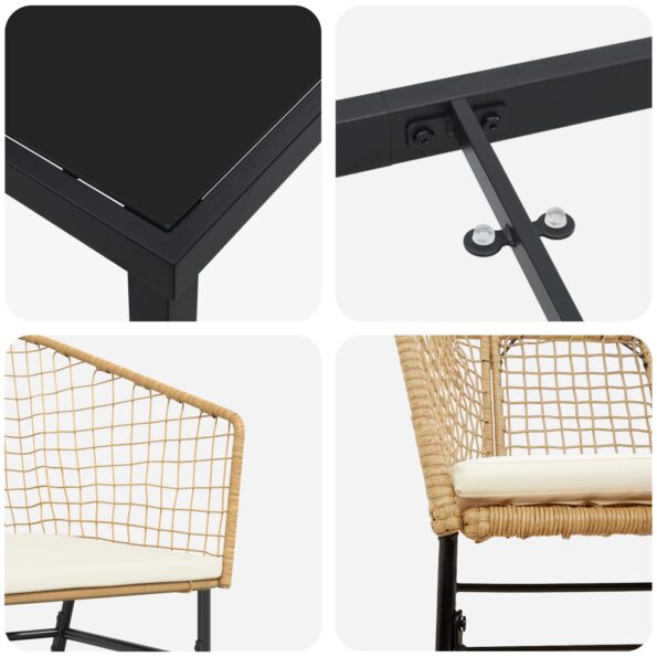 vidaXL 5-dielna súprava záhradného jedálenského nábytku so vankúšmi Hnedá Polyratan – Obrázok 9