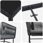 vidaXL 7-dielna záhradná jedálenská súprava s vankúšmi čierna polyratan – Obrázok 9