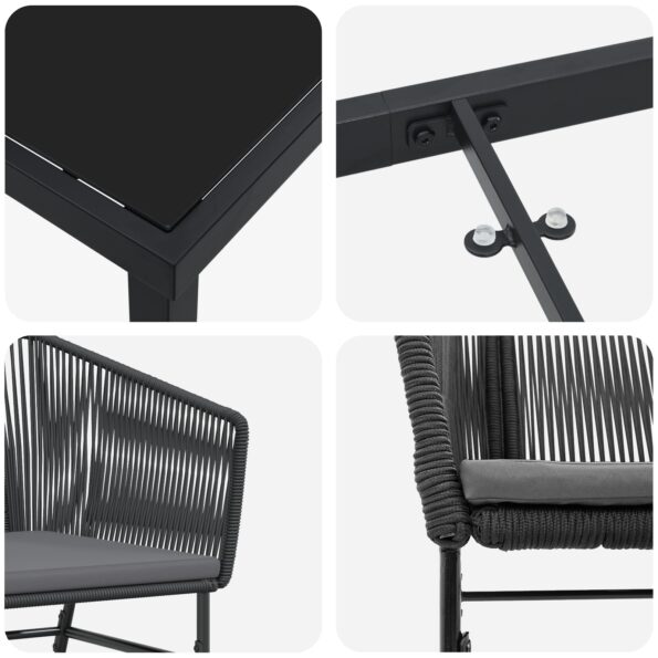 vidaXL 7-dielna záhradná jedálenská súprava s vankúšmi čierna polyratan – Obrázok 9