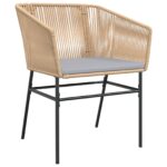 vidaXL 7-dielny záhradný jedálenský set s poduškami Hnedý Polyratan – Obrázok 6