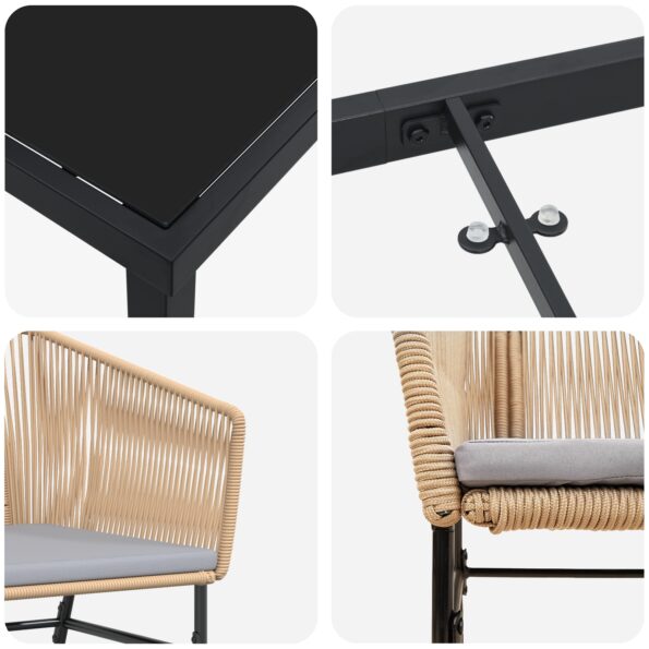 vidaXL 7-dielny záhradný jedálenský set s poduškami Hnedý Polyratan – Obrázok 9