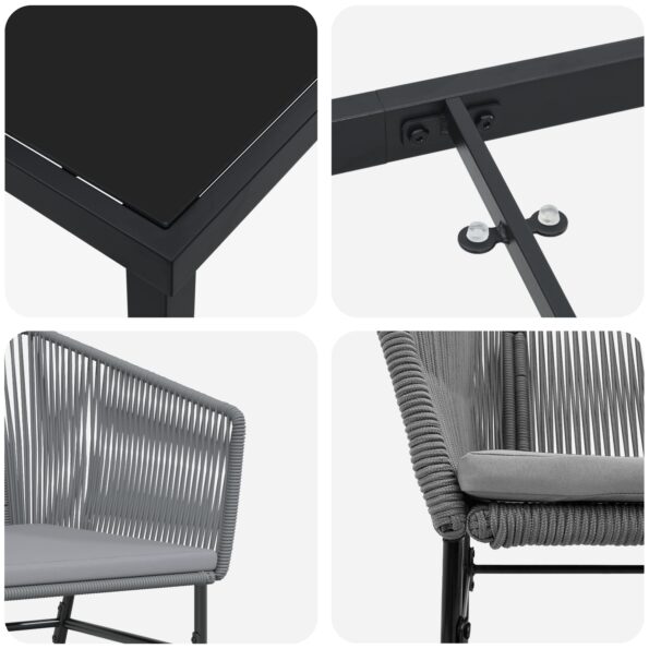 vidaXL Sada 3 Šedá PE ratan 4-miestny UV-odolné materiály – Obrázok 9