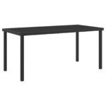 vidaXL 5-dielna záhradná jedálenská súprava čierny polyratan, vidaXL záhradný stôl čierny 160x80x73 cm s bezpečnostným sklom – Obrázok 5