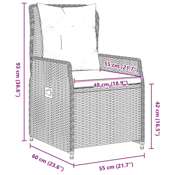 vidaXL 5-dielny záhradný jedálenský set hnedý poly ratan, vidaXL záhradný stôl čierny 140x80x73 cm tvrdené sklo – Obrázok 10