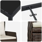 vidaXL 5-dielny záhradný jedálenský set hnedý poly ratan, vidaXL záhradný stôl čierny 140x80x73 cm tvrdené sklo – Obrázok 9