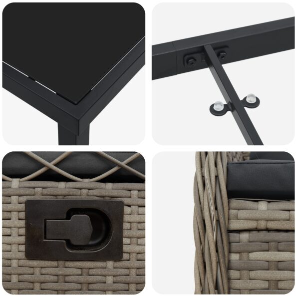 vidaXL 5-dielna záhradná jedálenská súprava šedý poly ratan – Obrázok 9