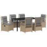 vidaXL 7-dielna súprava na záhradné stolovanie Béžový poly ratan – Obrázok 2