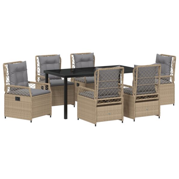 vidaXL 7-dielna súprava na záhradné stolovanie Béžový poly ratan – Obrázok 2