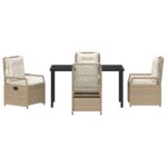 vidaXL 5-dielna záhradná jedálenská súprava v béžovom poly ratane – Obrázok 7