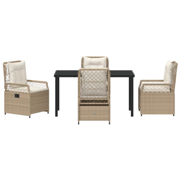 vidaXL 5-dielna záhradná jedálenská súprava v béžovom poly ratane – Obrázok 7