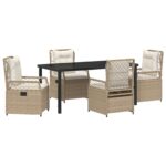 vidaXL 5-dielna záhradná jedálenská súprava béžová polyratan – Obrázok 2