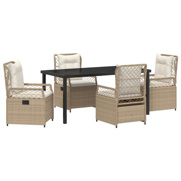 vidaXL 5-dielna záhradná jedálenská súprava béžová polyratan – Obrázok 2