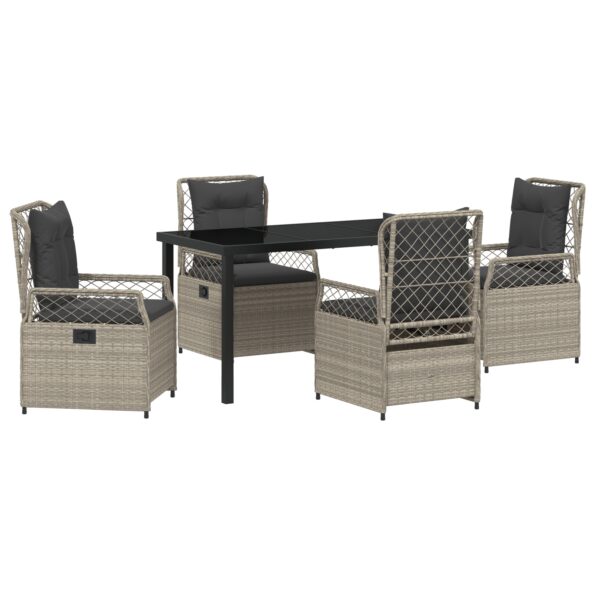 vidaXL 5-dielny záhradný jedálenský set, svetlosivý poly ratan – Obrázok 2