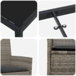 vidaXL 3-dielny záhradný jedálenský set s vankúšmi šedý poly ratan – Obrázok 9