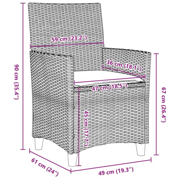 3381079_10.jpg vidaXL 3 Dielny Záhradný Jedálenský Set s Vankúšmi Béžový Poly Ratan – Obrázok 10