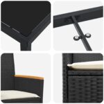 vidaXL 5-dielna záhradná jedálenská súprava s vankúšmi čierny polyratan – Obrázok 9