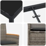 vidaXL 5-dielna záhradná jedálenská súprava s vankúšmi šedá polyratan – Obrázok 9