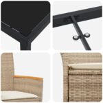 vidaXL 5-dielna súprava záhradného jedálenského setu s vankúšmi béžová poly ratan – Obrázok 9