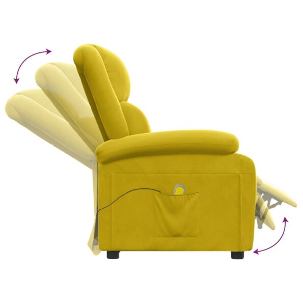 vidaXL Masážne kreslo, žlté, zamat – Obrázok 6