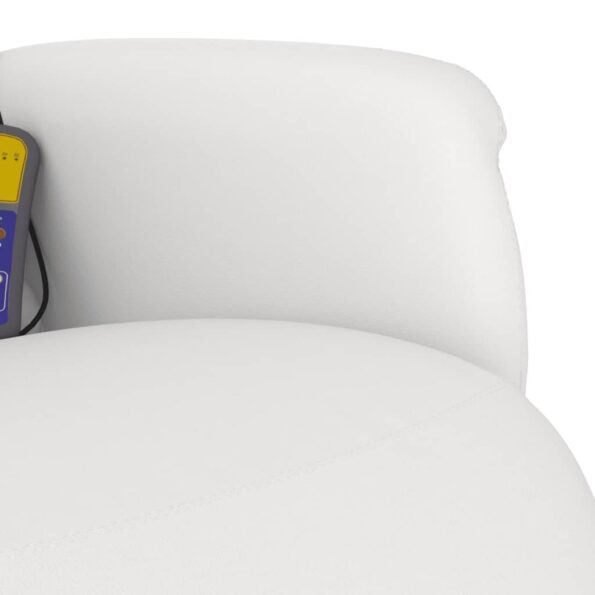 vidaXL Masážne sklápacie kreslo s podnožkou biele umelá koža – Obrázok 8