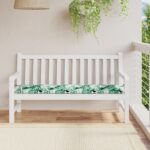 vidaXL Podložka na lavičku List Vzor s listami 150 x 50 x 3 cm