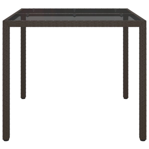 vidaXL záhradný jedálenský stôl hnedý 90x90x75 cm polyratan – Obrázok 4