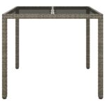 vidaXL Záhradný jedálenský stôl Sivý 90x90x75 cm Polyratan – Obrázok 3