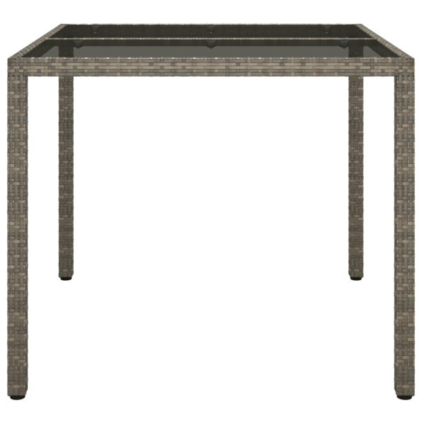 vidaXL Záhradný jedálenský stôl Sivý 90x90x75 cm Polyratan – Obrázok 4