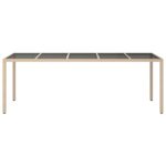 vidaXL Záhradný jedací stôl Béžový 250x100x75 cm Poly ratan – Obrázok 3