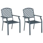 vidaXL Záhradná stolička 2 pcs Antracit 56 x 65 x 89 cm Oceľ – Obrázok 2